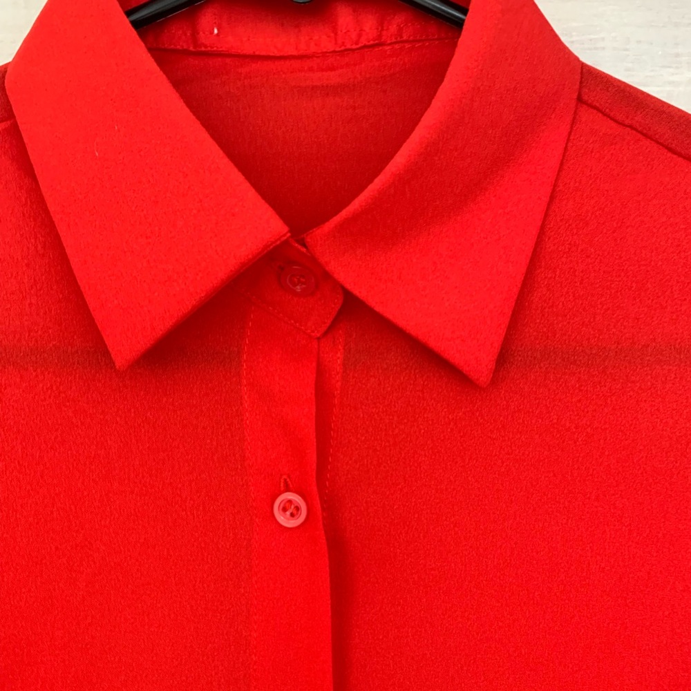 Valentine’s Day button up red top collared